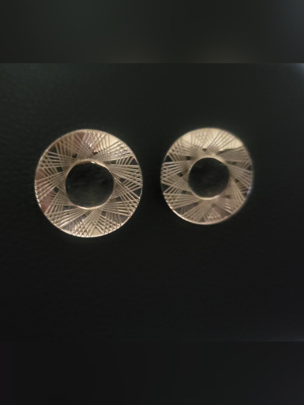 Vintage Signed MARINO Silver Tone Sunburst Disc Clip On Earrings Mid-Century